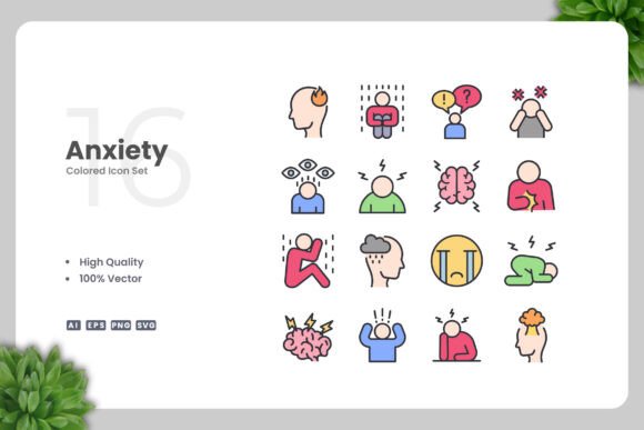 Anxiety Color Icons: Graphics & Icons for Digital Sellers