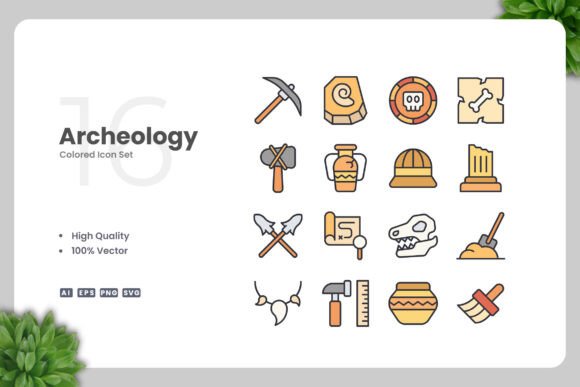Archeology Color Icons: Graphics and Icons for Modern Design