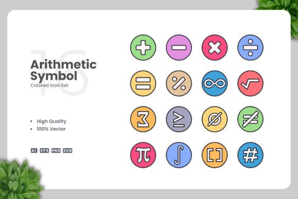 Arithmetic Symbol Color Icons Graphics