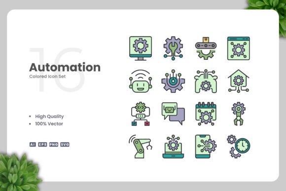 Automation Color Icons: Graphics and Icons for Digital Sellers