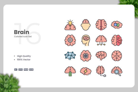 Brain Color Icons for Handmade Creators