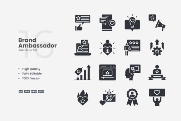 Brand Ambassador Solid Icons: Graphics and Icons for Local Business