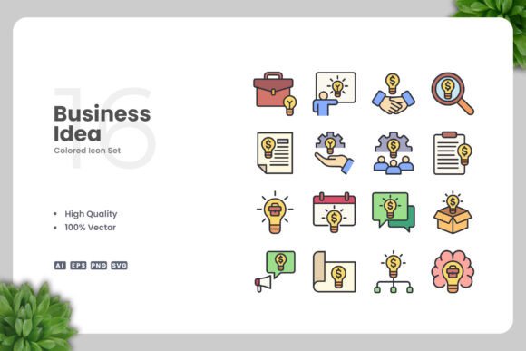 Business Idea Color Icons: Graphics and Icons for Modern Design