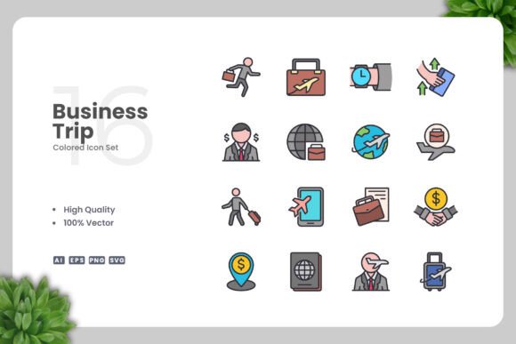 Business Trip Color Icons: Graphics and Icons for Real Projects