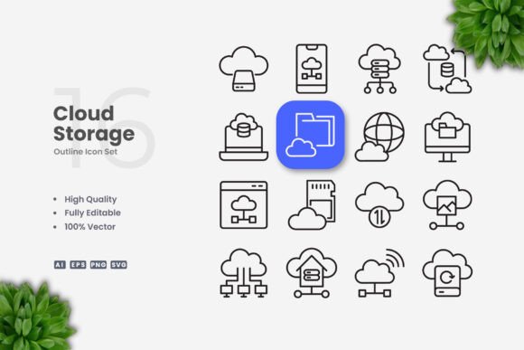 Cloud Storage Icons for Creative Crafts