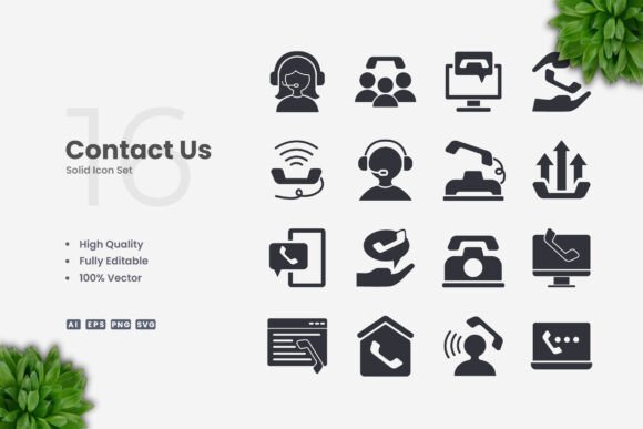 Contact Us Solid Icons: Graphics and Icons for Branding