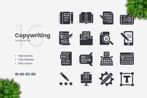 Copywriting Solid Icons: Graphics and Icons for Modern Design