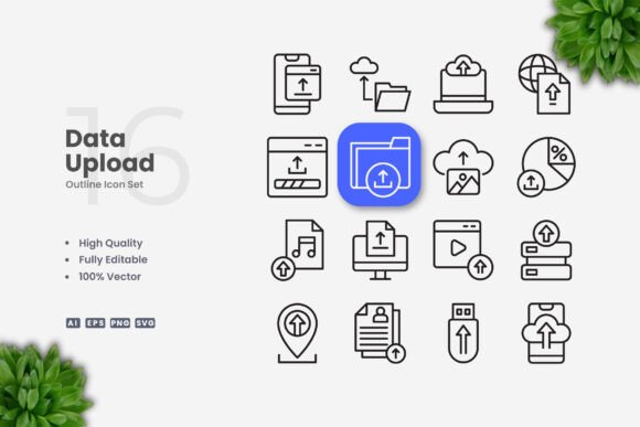 Data Upload Icons: Graphics for Real Business Use