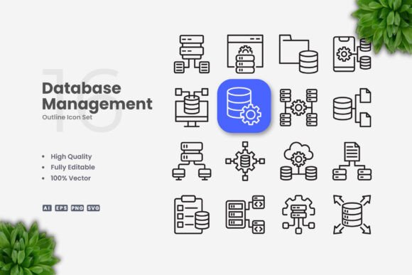 Database Management Icons for Crafts