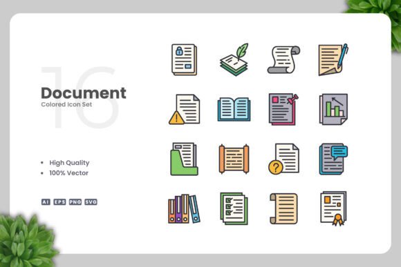 Document Color Icons for Graphics and Icons