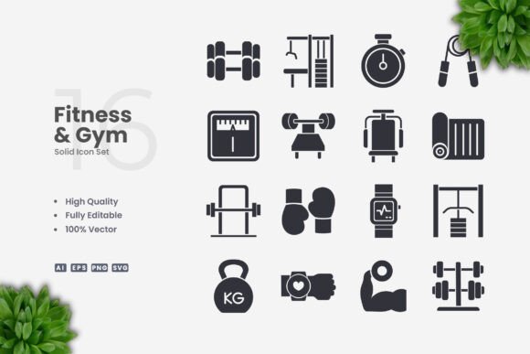 Fitness and Gym Solid Icons