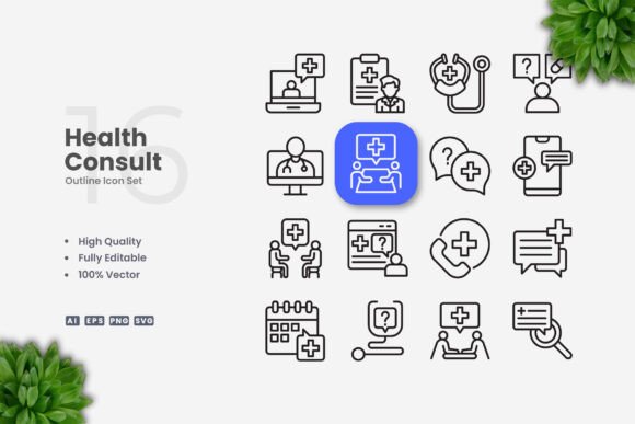 Health Consult Icons: Graphics and Icons for Branding