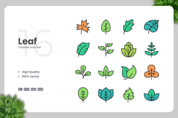 Leaf Color Icons: Graphics and Icons for Digital Sellers