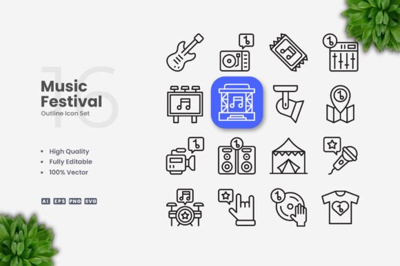 Music Festival Icons Graphics