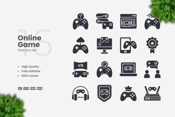 Online Game Solid Icons: Graphics and Icons for Creative Design