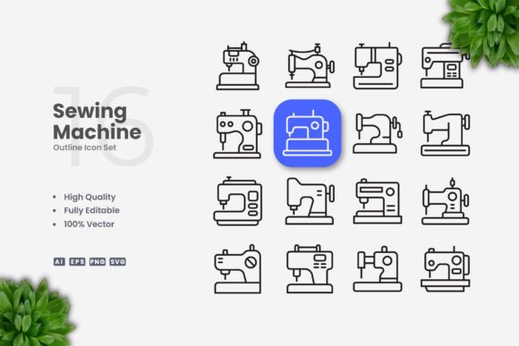 Sewing Machine Icons: Graphics and Icons for Creative Publishing