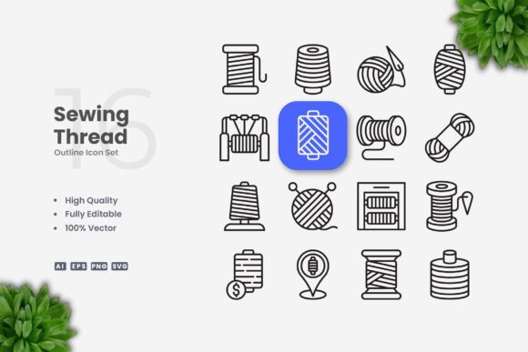 Sewing Thread Icons: Graphics and Icons for Creative Publishing