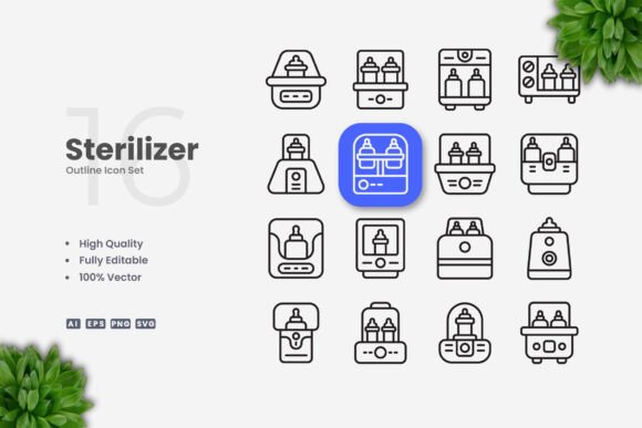Sterilizer Icons for Crafting and Business