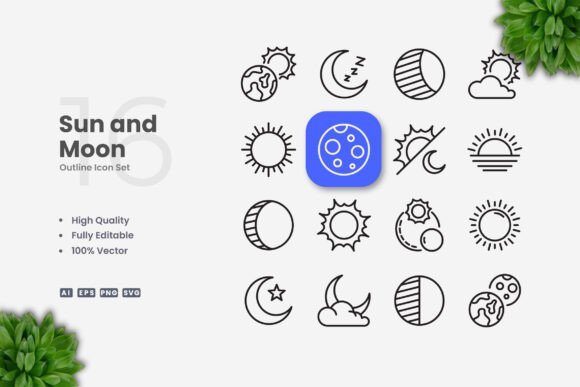 Sun and Moon Icons: Graphics and Icons for Modern Design