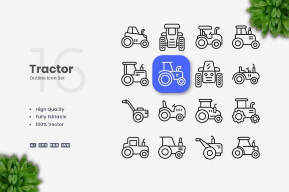 Tractor Icons: Graphics for Creative Sellers