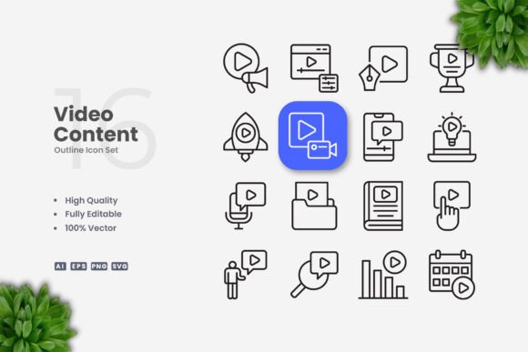 Video Content Icons: Graphics and Icons for Modern Design