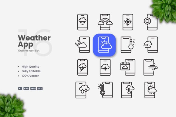 Weather App Icons for Graphics and Icons