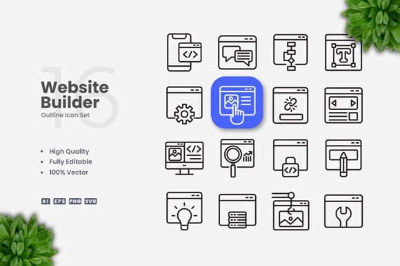 Website Builder Icons for Graphics and Branding